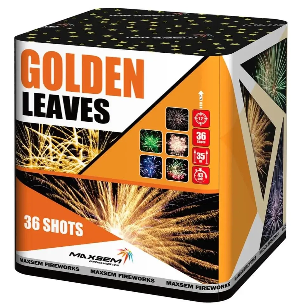 Батарея салютов Golden leaves (GWM6360) от Maxsem, 36 залпов, 30 мм