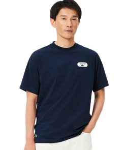 Мужская теннисная футболка Lacoste Ultra Dry Tennis Heritage Graphic - midnight blue