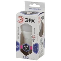 Лампа светодиодная ЭРА STD LED A60-17W-860-E27 17Вт груша холодный дневной свет Е27 | Лампы cветодиодные Груша (A)