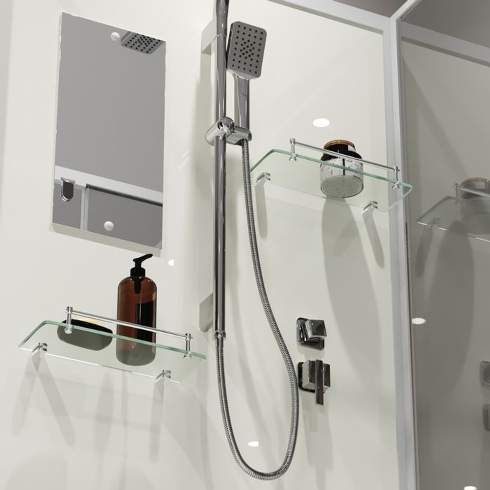Душевая кабина Niagara Standart ST80/15Q/BK (80х80х200) квадрат,поддон 15см,распашная,проф.белый,без крыши,3 места