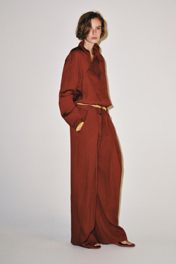 ZARA БРЮКИ С РЕМНЕМ И ПРЯЖКОЙ — ZW COLLECTION, ЗЕМЛЯНОЙ