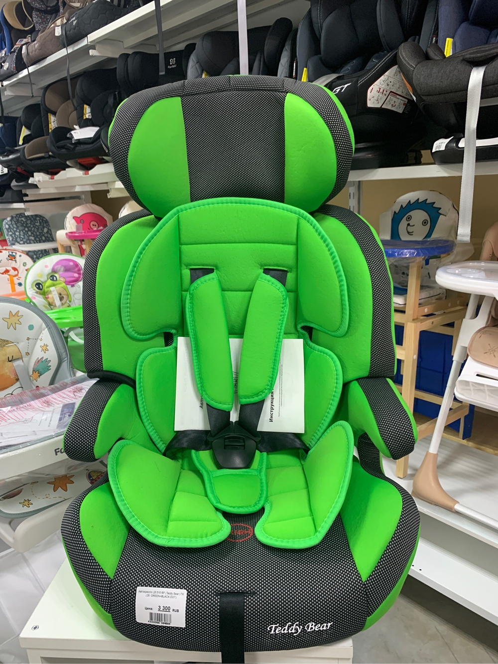 Автокресло LB 515 RF (Teddy Bear) ПК (28. GREEN+BLACK DOT)