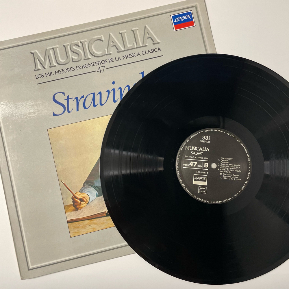 Винтажная виниловая пластинка LP Musicalia 47, Игорь Фёдорович Стравинский Stravinski (Испания 1986) (Петрушка, Жар Птица)