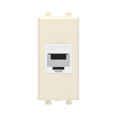 Компьютерная розетка RJ-45 без шторки модульная, кат.5е, "Avanti", "Ванильная дымка", 1 модуль