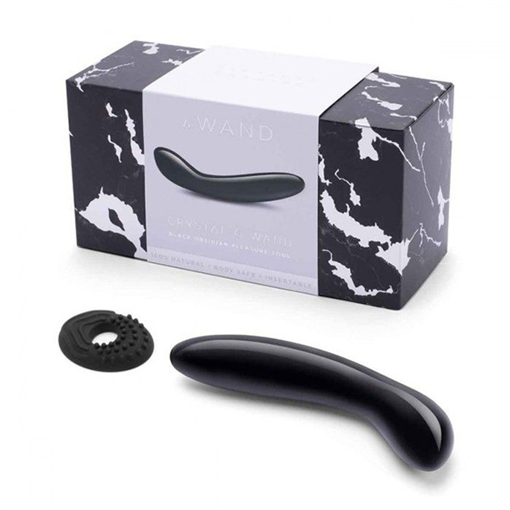 Массажер 17,8см для G-точки из черного обсидиана Le Wand Crystal G-Wand LW-032-BO