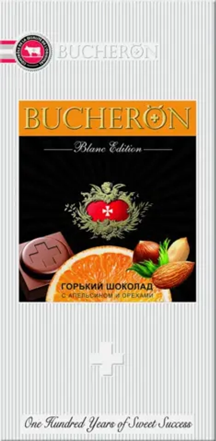 Шоколад горький апельсин орех Bucheron Blanc Edition 72% 85г