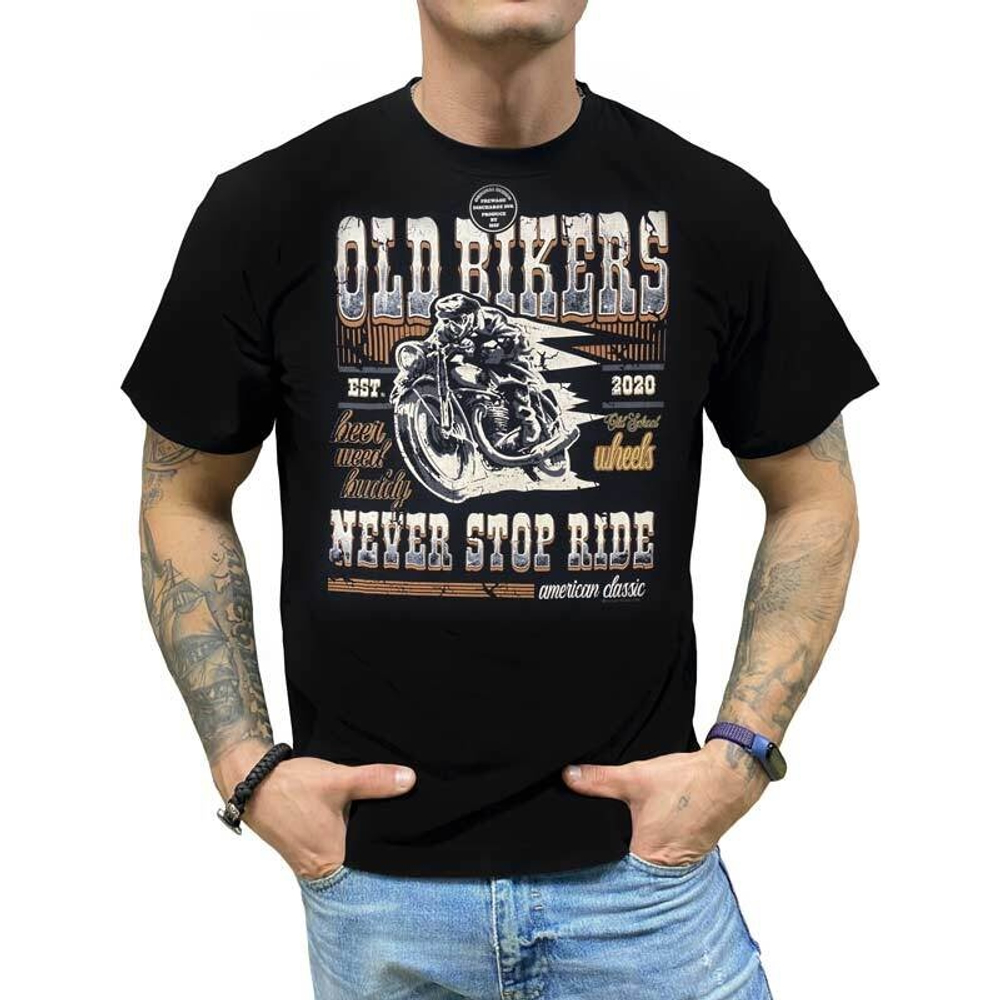 Футболка Franky Mouse Old bikers Never stop ride (S / черный)