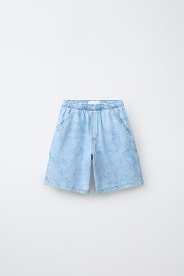 ZARA ДЖИНСОВЫЕ ШОРТЫ TIE DYE, ГОЛУБОЙ