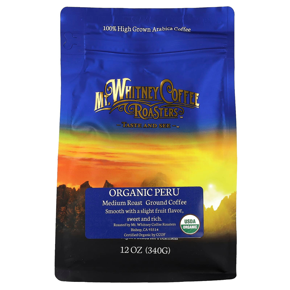 Mt. Whitney Coffee Roasters, органический кофе из Перу, молотый кофе, средней обжарки, 340 г (12 унций)