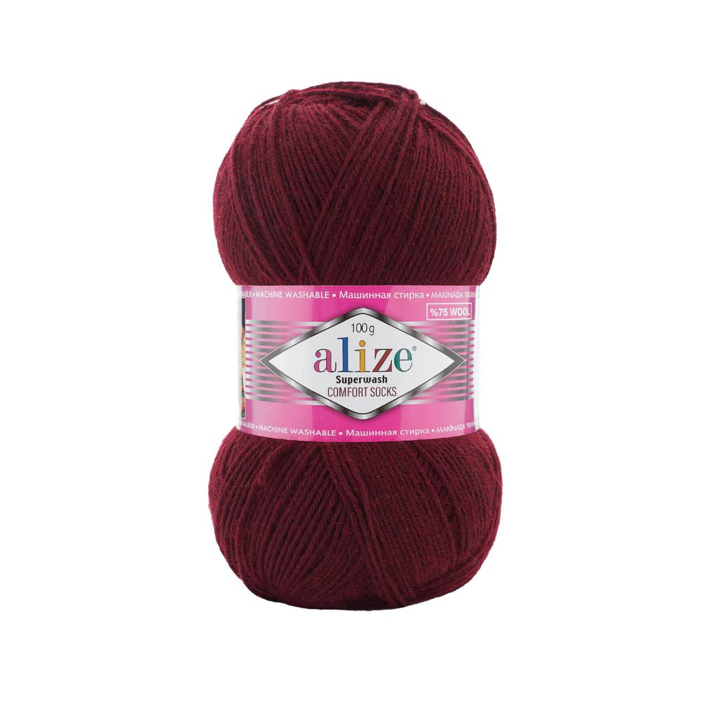 ALIZE "SUPERWASH COMFORT", 75% шерсть, 25% п/а, 100 гр, 420 м, Бордовый