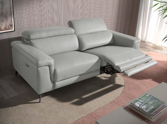 Диван 2-х местный с реклайнером 5319-2P-M5653 /6107 Angel Cerda серый кожаный