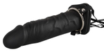 Полый страпон с эффектом увеличения Inflatable Strap-On - 18,5 см. (Цвет: черный)