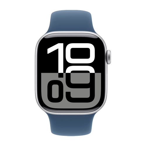 Умные часы Apple Watch Series 10 GPS, 42mm, Silver Aluminium Case with Sport Band M/L, Denim (Серебристый) MWWC3