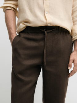 Massimo Dutti Льняные спортивные брюки, коричневый