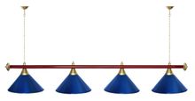 Лампа STARTBILLIARDS 4 пл. (плафоны антик медь,штанга зеленая,фурнитура золото)