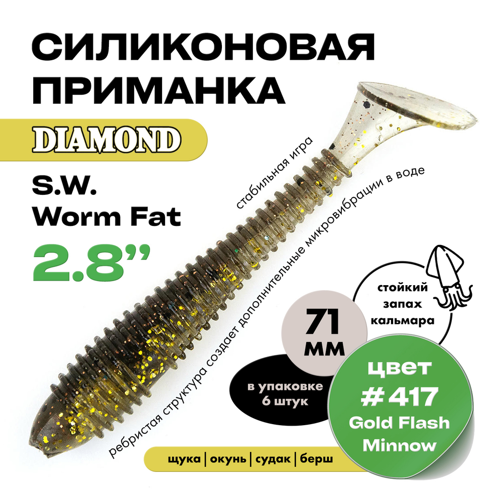 Силиконовая приманка S.W. Worm Fat 2.8" (6шт/уп)