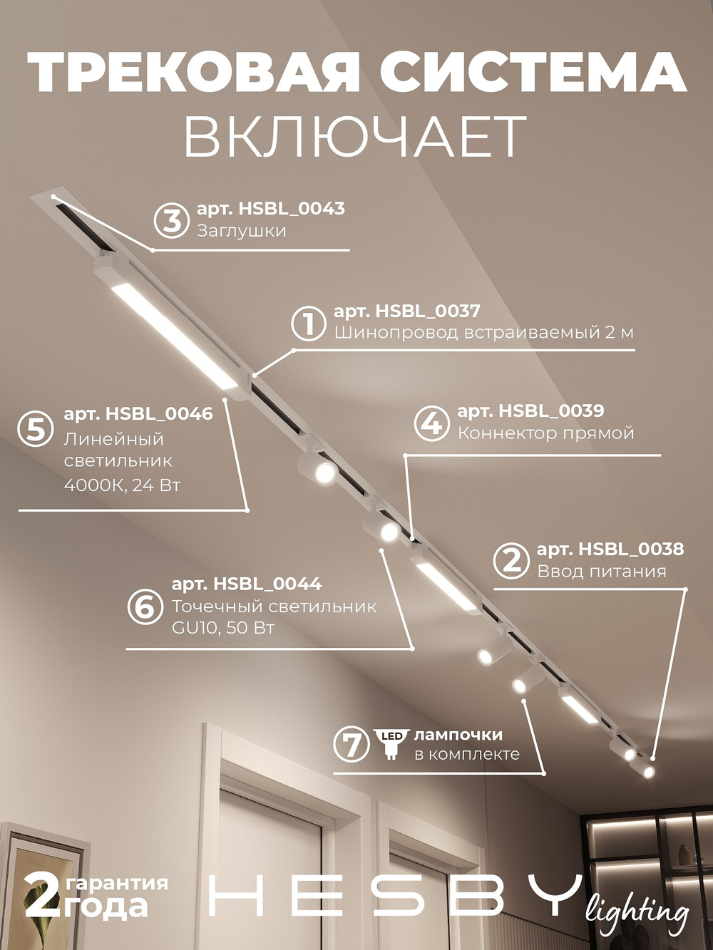 Комплект трековый Hesby Lighting Skylite No5 HSBL_kompl_S005_VI4W4K