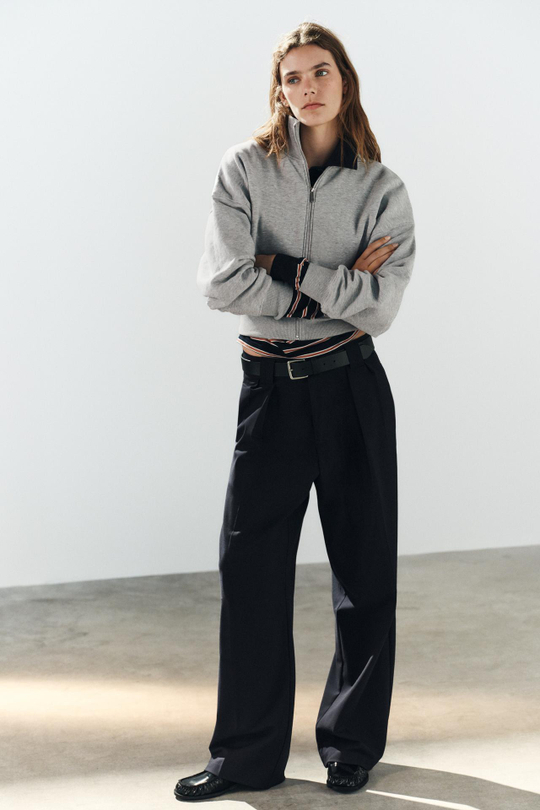 ZARA ТОЛСТОВКА С МОЛНИЕЙ, СЕРЫЙ МЕЛАНЖ