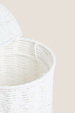 ZARA HOME КОРЗИНА ДЛЯ МУСОРА СО СЪЕМНОЙ КРЫШКОЙ, БЕЛЫЙ
