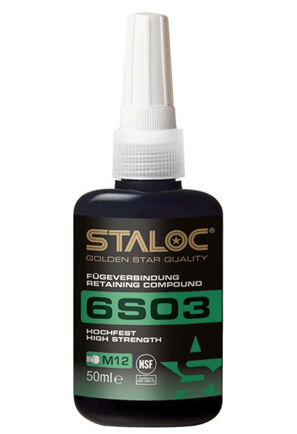 Фиксатор цилиндрических соединений высокой прочности STALOC 6S03, 50 мл. (СТАЛОК 6С03), с допуском NSF (НСФ)