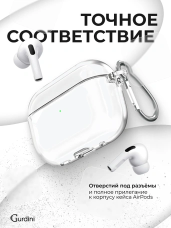 Чехол Gurdini силиконовый для наушников Apple Airpods Pro 3 прозрачный
