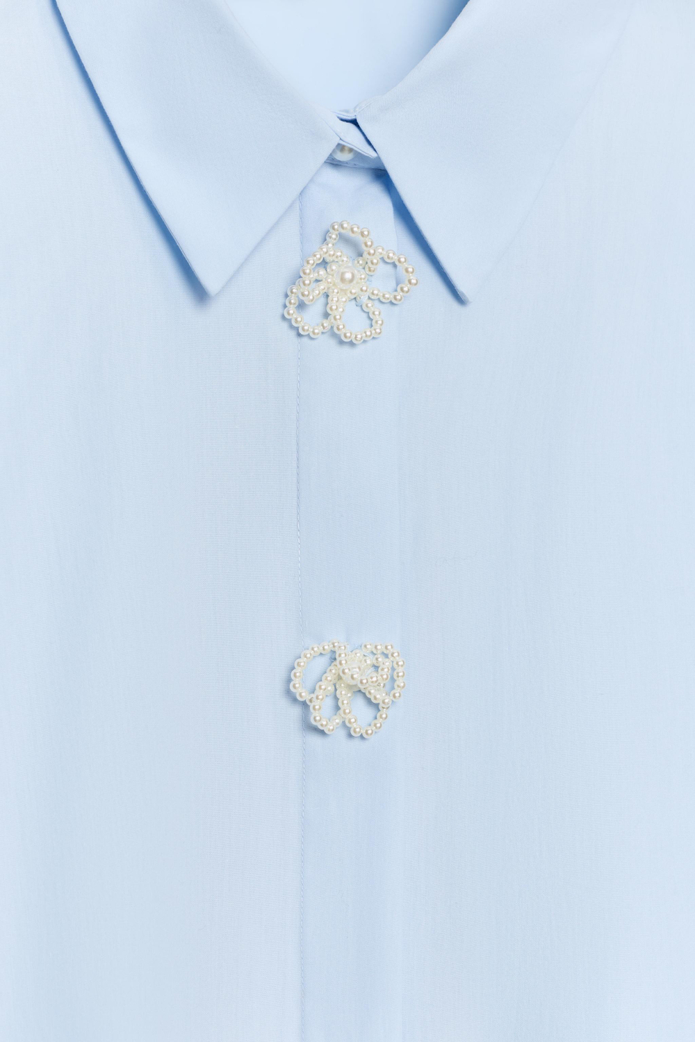 РУБАШКА ИЗ ПОПЛИНА С ЖЕМЧУЖНЫМИ ЦВЕТАМИ — ZARA