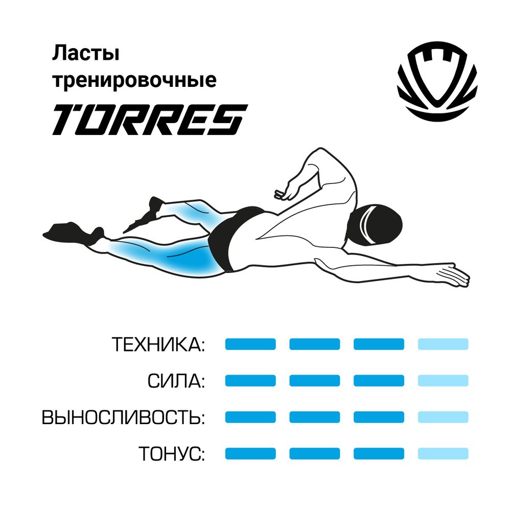 Ласты для бассейна TORRES F01, SWF012401OR, р. EU 27-29 (XXS), оранжево-серый