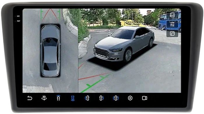 Магнитола для Skoda Rapid 1 2012-2020 (рамка тип 1) - FarCar BX9-360-9580F1 монитор 9.5" 2K QLED на Android 13, Быстрая, CarPlay, 4G SIM-слот, 4 камеры в комплекте