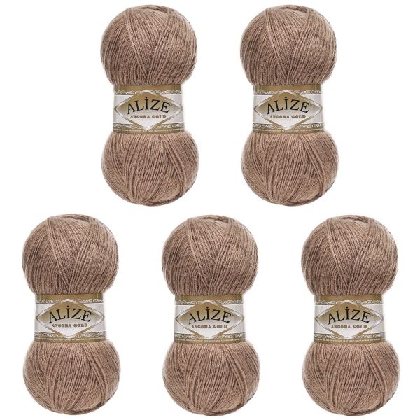 Пряжа Alize (Ализе) Angora Gold / уп.5 мот. по 100 г, 550м, 991 мокка. тёплый каштан
