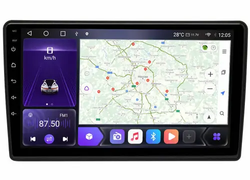 Магнитола для 9" рамки - Kuberg OL QLed, Android 13, Быстрейшая, CarPlay, SIM-слот