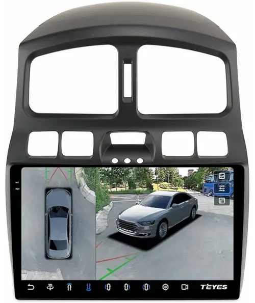 Магнитола для Hyundai Santa Fe 2000-2013 - Teyes CC3-2K-360 на Android 10, Быстрая, 2K QLED, CarPlay, 4G SIM-слот, 4 камеры в комплекте