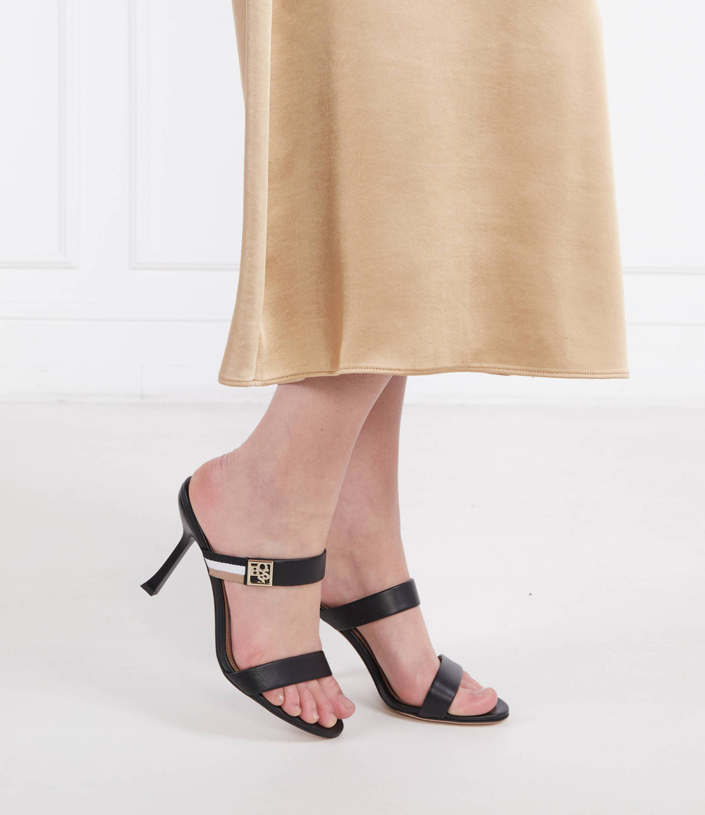 Шлепанцы кожаные mandy sandal 90-n BOSS BLACK - черный(50493062)