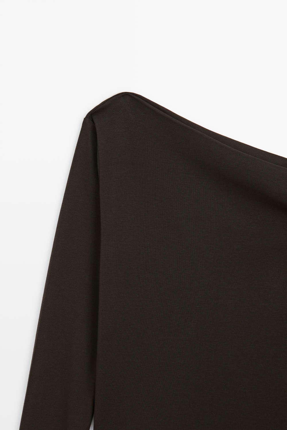 Massimo Dutti Футболка с драпировкой на плече, коричневый