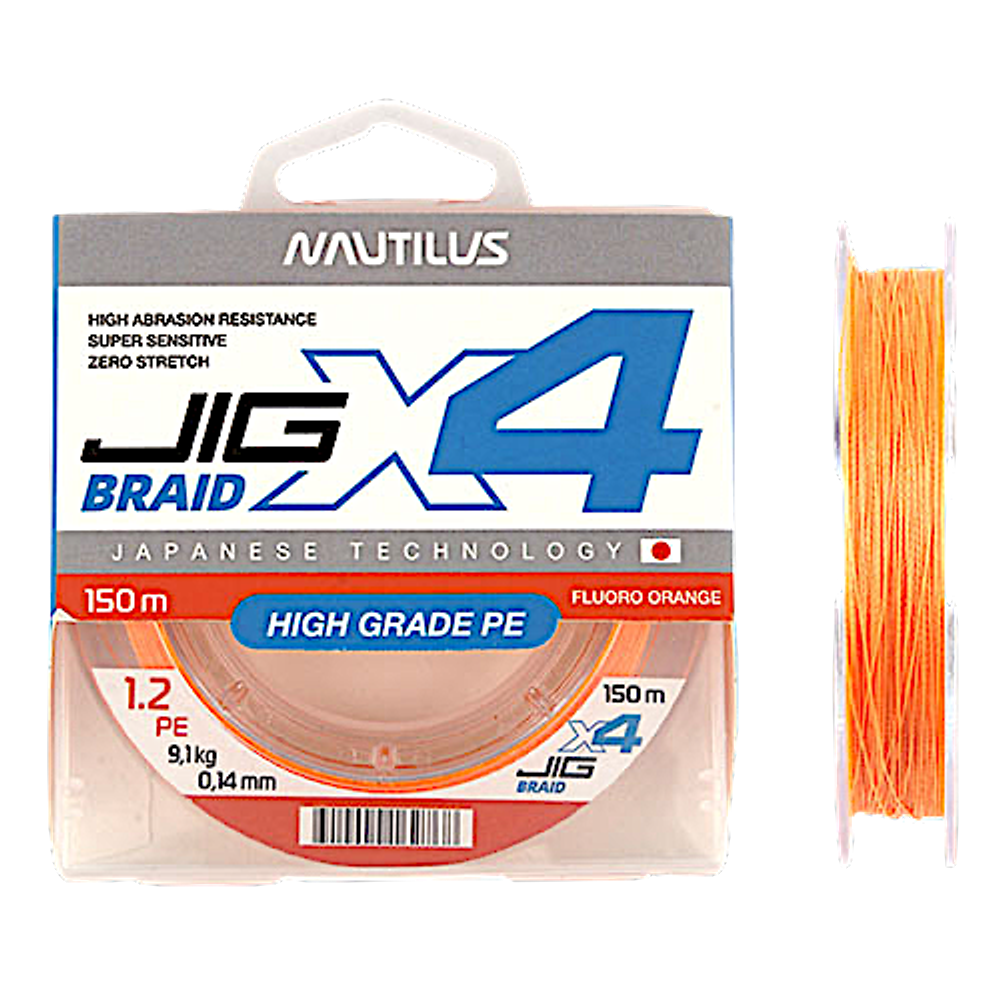 Шнур Nautilus X4 Jig Braid Fluoro Orange 150м -