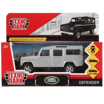 Модель ин. мет. "Land Rover Defender" 12см, открыв. двери, серебр, коробка DEFENDER-SL (Технопарк)