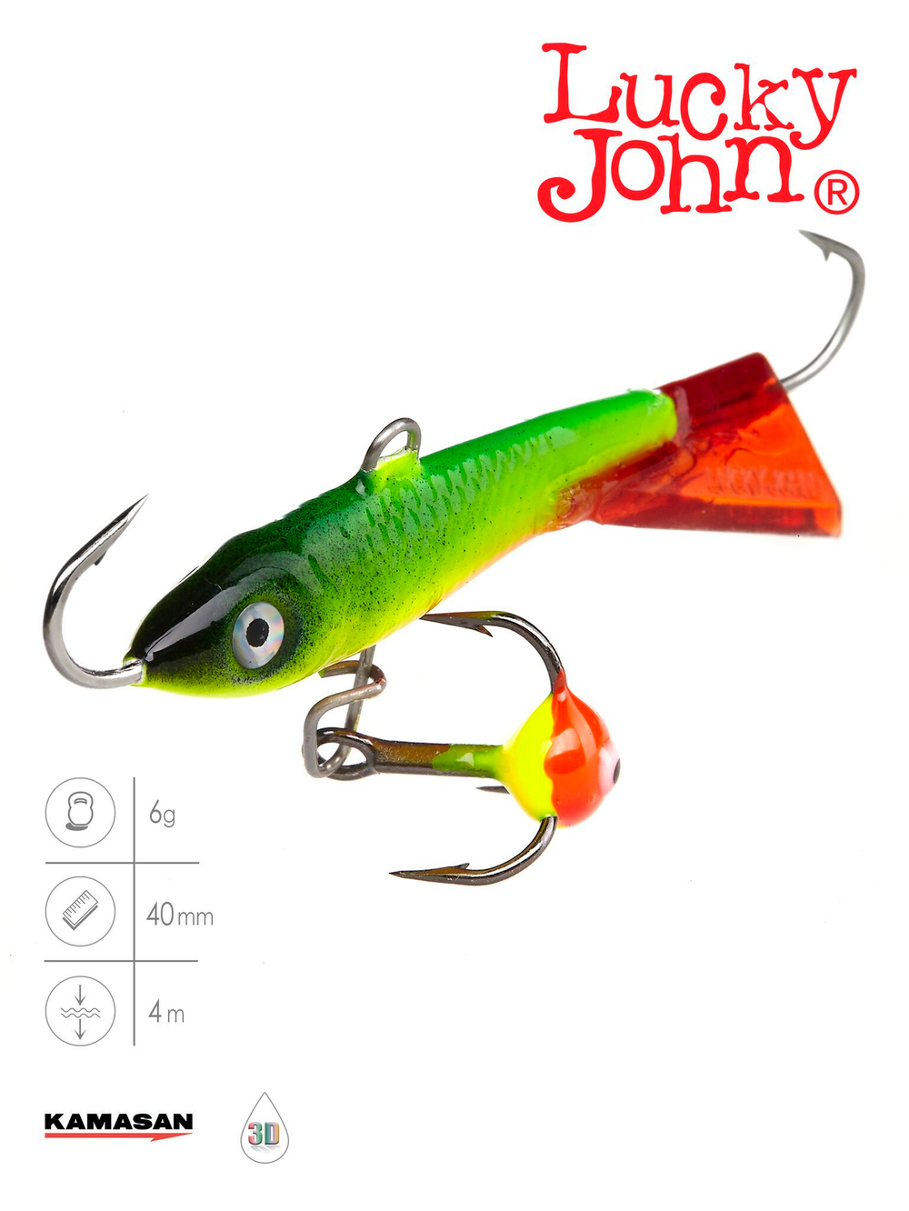 Балансир Lucky John CLASSIC 4 с тр. 40мм/26RT блистер