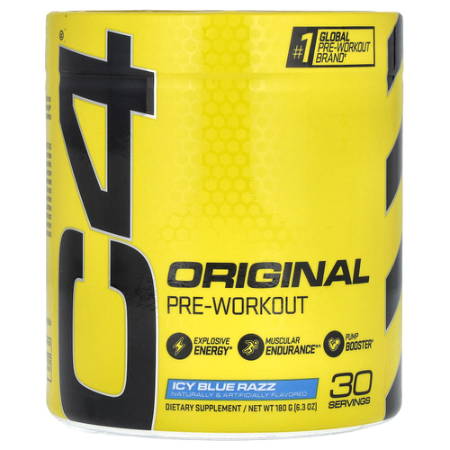 C4 / Cellucor, C4® Original, предтренировочный комплекс, со вкусом голубой малины, 180 г (6,3 унции)