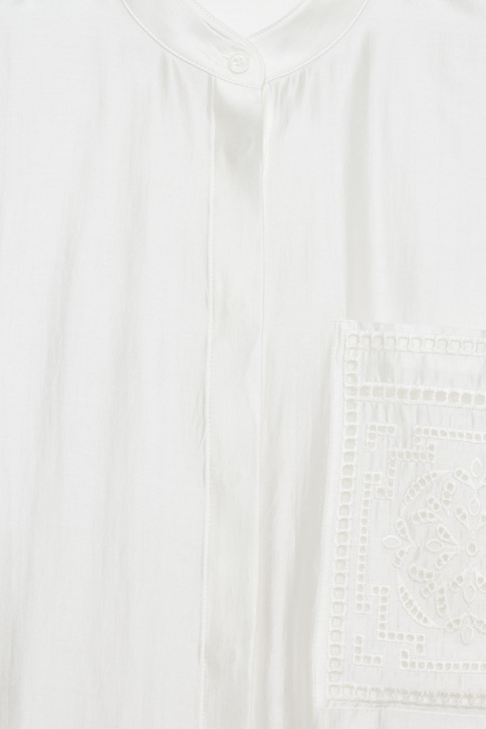 ZARA РУБАШКА С ВЫШИВКОЙ И КАРМАНОМ — ZW COLLECTION, БЕЛЫЙ