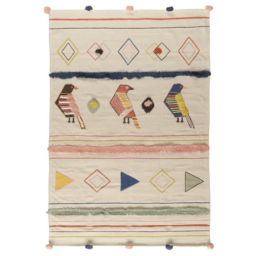 Ковер из хлопка в этническом стиле с орнаментом Птицы из коллекции ethnic, 120х180 см