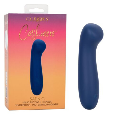 Синий вибромассажер Cashmere Satin G - 15,25 см. (Цвет: синий)