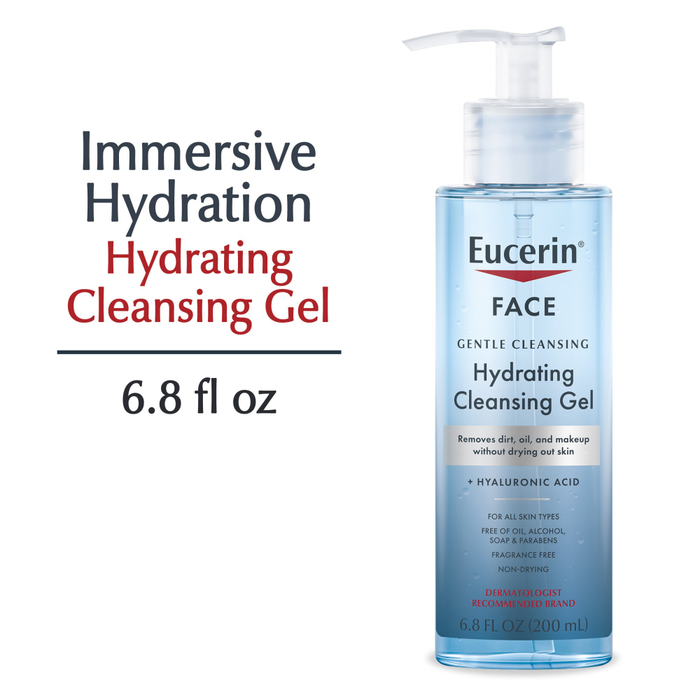 Eucerin, Face, увлажняющий очищающий гель с гиалуроновой кислотой, без отдушки, 200 мл (6,8 жидк. унции)