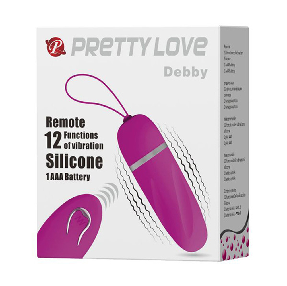 Виброяйцо 9,1см с дистанционным пультом и 12 видами вибрации Pretty Love Debby BI-014405W