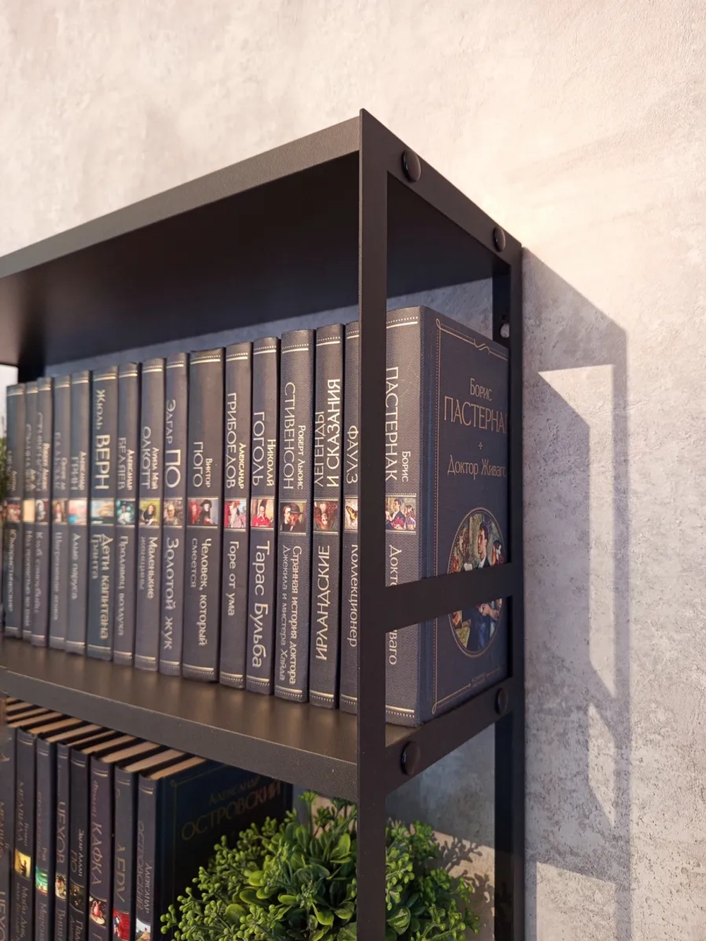 Полка настенная книжная тройная лофт Графит
