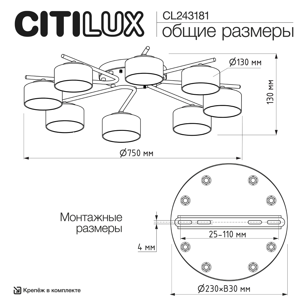 Потолочная люстра Citilux Espace CL243181