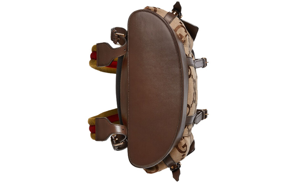 GUCCI Canvas With Leather Backpack Unisex Ebony/Camel/Brown
