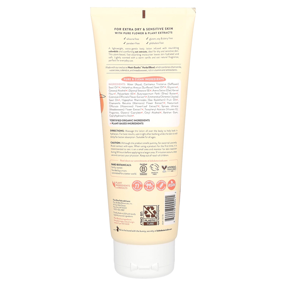 Babo Botanicals, увлажняющий лосьон для тела, с овсом и календулой, 237 мл (8 жидк. унций)