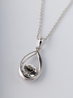Кулон-капля Белла с белым кристаллом Swarovski в родии
