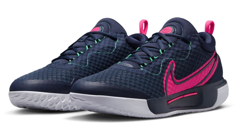 Мужские кроссовки теннисные Nike Zoom Court Pro - obsidian/green glow/white/hyper pink