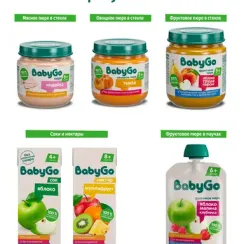 Пюре BabyGo с творогом манго абрикосом и персиком с 6 мес 90 г