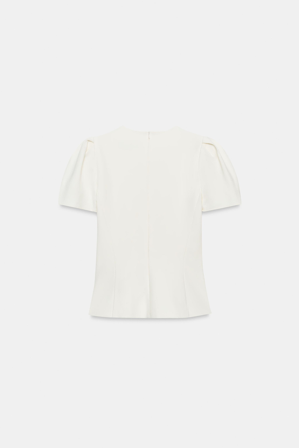 ZARA ТОП С ОБЪЕМНЫМИ РУКАВАМИ, ЖЕЛТОВАТО-БЕЛЫЙ
